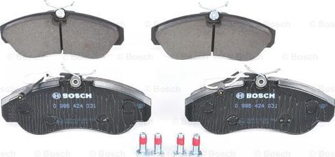 BOSCH 0 986 424 031 - Kit pastiglie freno, Freno a disco www.autoricambit.com