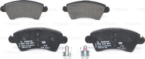 BOSCH 0 986 424 801 - Kit pastiglie freno, Freno a disco www.autoricambit.com