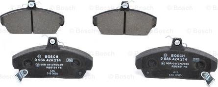 BOSCH 0 986 424 214 - Kit pastiglie freno, Freno a disco www.autoricambit.com