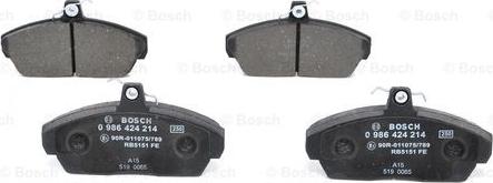 BOSCH 0 986 424 214 - Kit pastiglie freno, Freno a disco www.autoricambit.com