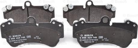 BOSCH 0 986 424 740 - Kit pastiglie freno, Freno a disco www.autoricambit.com