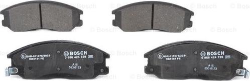 BOSCH 0 986 424 729 - Kit pastiglie freno, Freno a disco www.autoricambit.com