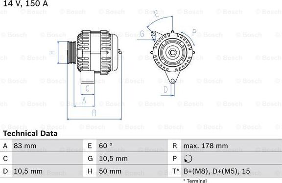 BOSCH 0 986 041 550 - Alternatore www.autoricambit.com