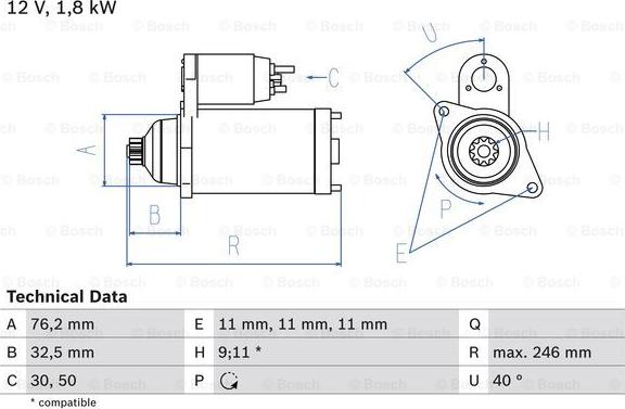 BOSCH 0 986 017 000 - Motorino d'avviamento www.autoricambit.com