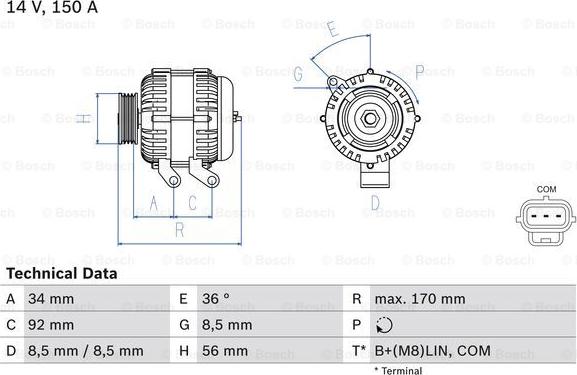 BOSCH 0 986 083 070 - Alternatore www.autoricambit.com