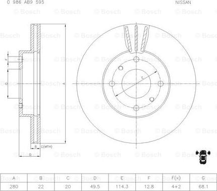 BOSCH 0 986 AB9 595 - Discofreno www.autoricambit.com