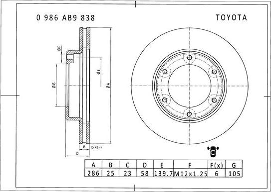 BOSCH 0 986 AB9 838 - Discofreno www.autoricambit.com