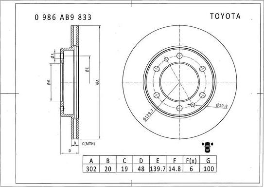 BOSCH 0 986 AB9 833 - Discofreno www.autoricambit.com