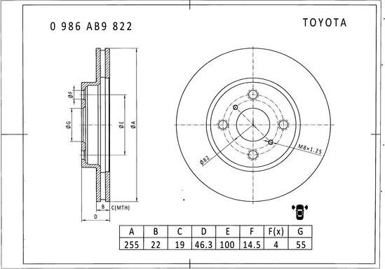 BOSCH 0 986 AB9 822 - Discofreno www.autoricambit.com