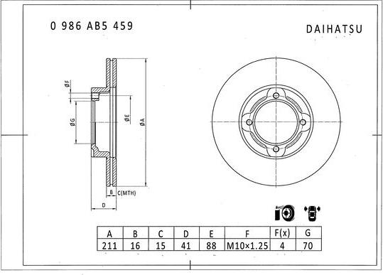 BOSCH 0 986 AB5 459 - Discofreno www.autoricambit.com