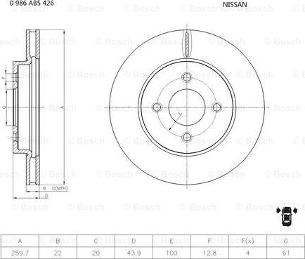 BOSCH 0 986 AB5 426 - Discofreno www.autoricambit.com