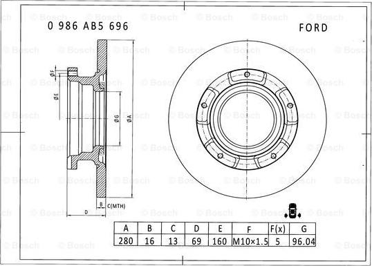 BOSCH 0 986 AB5 696 - Discofreno www.autoricambit.com