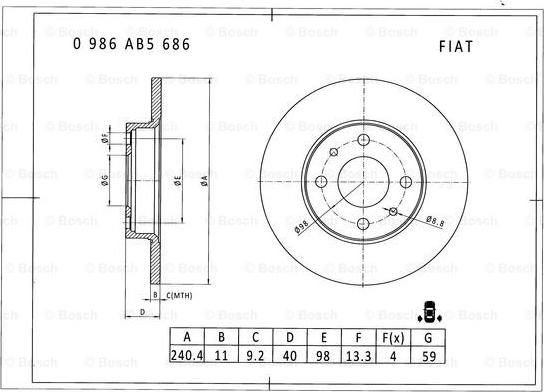 BOSCH 0 986 AB5 686 - Discofreno www.autoricambit.com