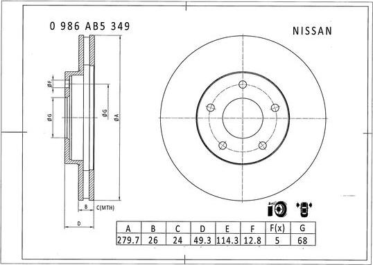 BOSCH 0 986 AB5 349 - Discofreno www.autoricambit.com