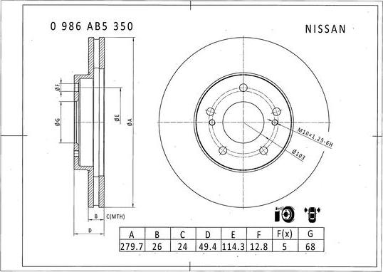 BOSCH 0 986 AB5 350 - Discofreno www.autoricambit.com