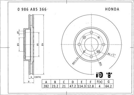 BOSCH 0 986 AB5 366 - Discofreno www.autoricambit.com