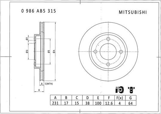 BOSCH 0 986 AB5 315 - Discofreno www.autoricambit.com