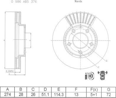 BOSCH 0 986 AB5 376 - Discofreno www.autoricambit.com