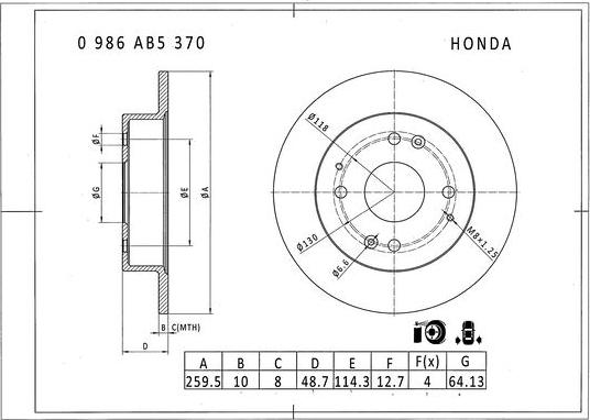 BOSCH 0 986 AB5 370 - Discofreno www.autoricambit.com