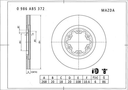 BOSCH 0 986 AB5 372 - Discofreno www.autoricambit.com