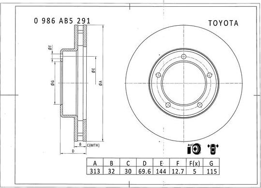 BOSCH 0 986 AB5 291 - Discofreno www.autoricambit.com