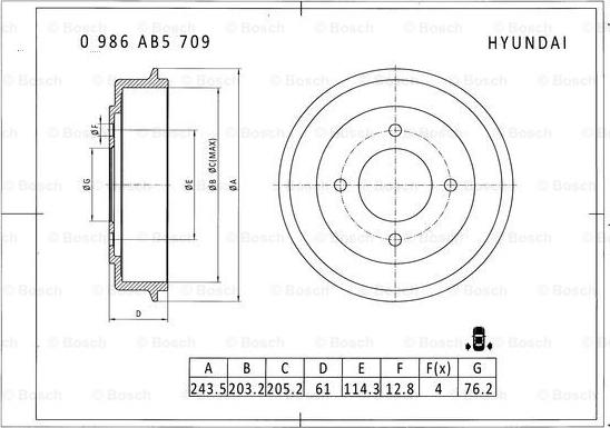 BOSCH 0 986 AB5 709 - Tamburo freno www.autoricambit.com