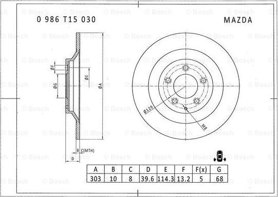 BOSCH 0 986 T15 030 - Discofreno www.autoricambit.com