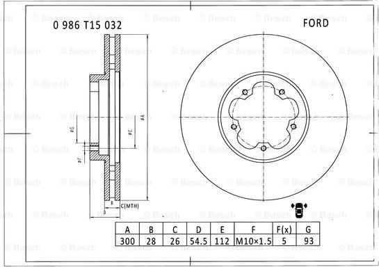 BOSCH 0 986 T15 032 - Discofreno www.autoricambit.com