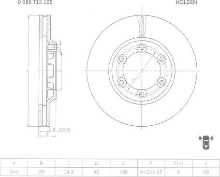 BOSCH 0 986 T15 195 - Discofreno www.autoricambit.com