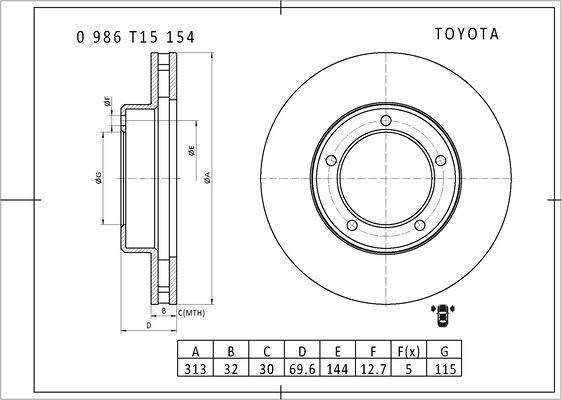 BOSCH 0 986 T15 154 - Discofreno www.autoricambit.com