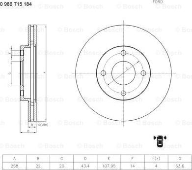 BOSCH 0 986 T15 184 - Discofreno www.autoricambit.com