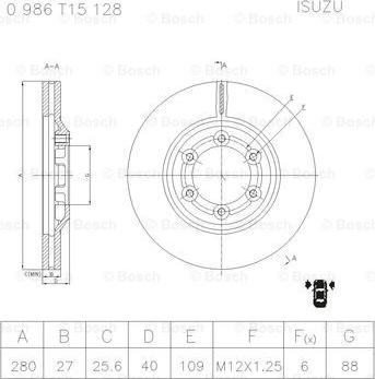 BOSCH 0 986 T15 128 - Discofreno www.autoricambit.com