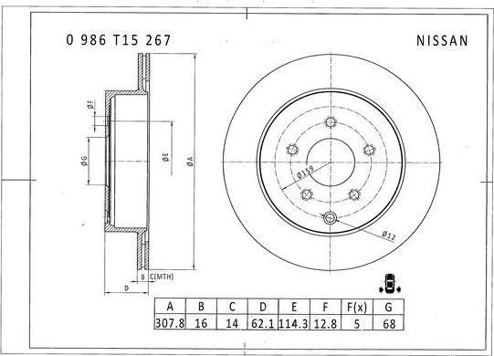 BOSCH 0 986 T15 267 - Discofreno www.autoricambit.com