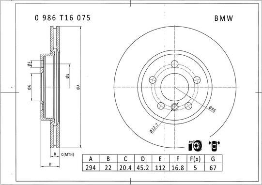 BOSCH 0 986 T16 075 - Discofreno www.autoricambit.com