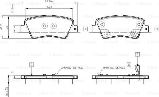 BOSCH 0 986 TB3 102 - Kit pastiglie freno, Freno a disco www.autoricambit.com