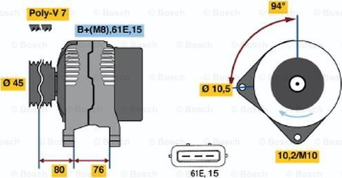 BOSCH 0 123 515 030 - Alternatore www.autoricambit.com