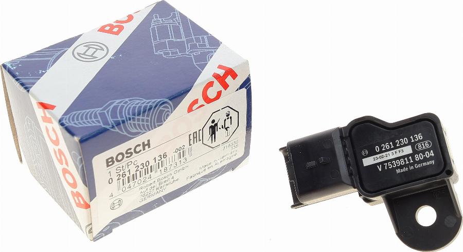 BOSCH 0 261 230 136 - Sensore, Pressione collettore d'aspirazione www.autoricambit.com