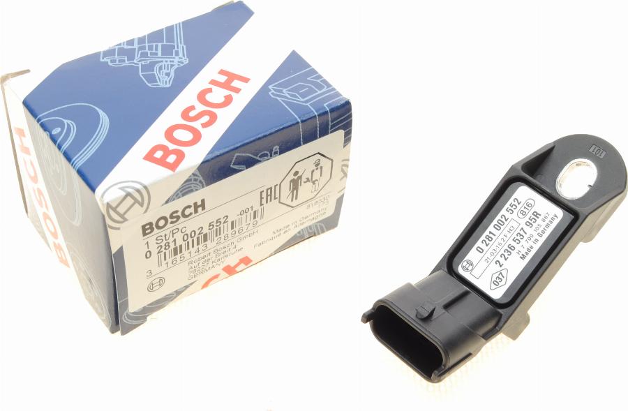 BOSCH 0 281 002 552 - Sensore, Pressione collettore d'aspirazione www.autoricambit.com