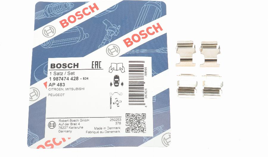 BOSCH 1 987 474 428 - Kit accessori, Pastiglia freno www.autoricambit.com