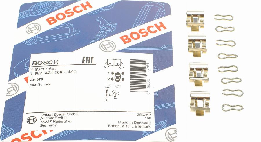 BOSCH 1 987 474 106 - Kit accessori, Pastiglia freno www.autoricambit.com