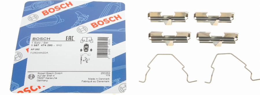 BOSCH 1 987 474 280 - Kit accessori, Pastiglia freno www.autoricambit.com