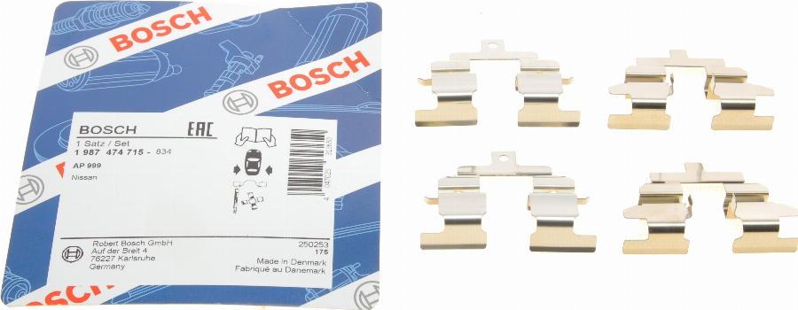 BOSCH 1 987 474 715 - Kit accessori, Pastiglia freno www.autoricambit.com