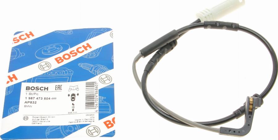 BOSCH 1 987 473 504 - Contatto segnalazione, Usura past. freno/mat. d'attrito www.autoricambit.com