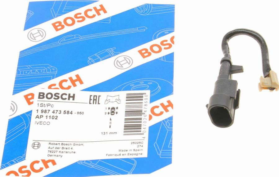 BOSCH 1 987 473 584 - Contatto segnalazione, Usura past. freno/mat. d'attrito www.autoricambit.com