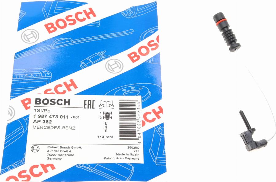 BOSCH 1 987 473 011 - Contatto segnalazione, Usura past. freno/mat. d'attrito www.autoricambit.com