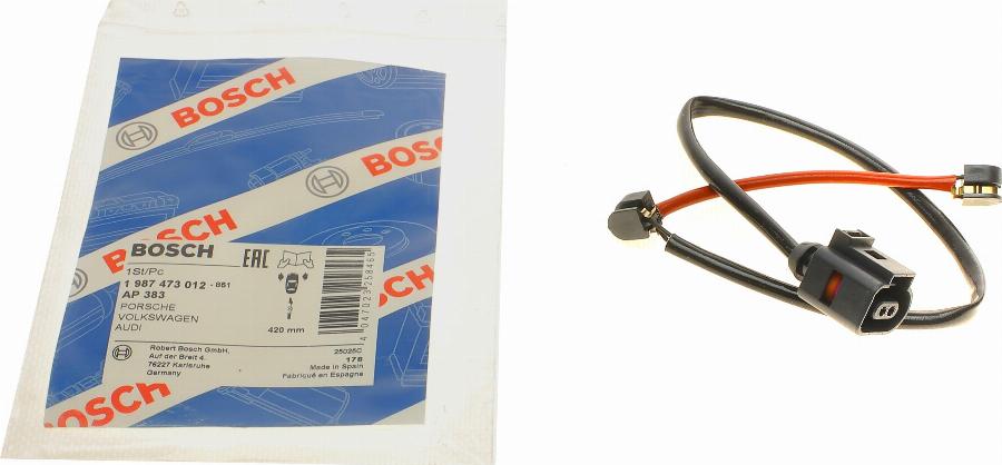 BOSCH 1 987 473 012 - Contatto segnalazione, Usura past. freno/mat. d'attrito www.autoricambit.com