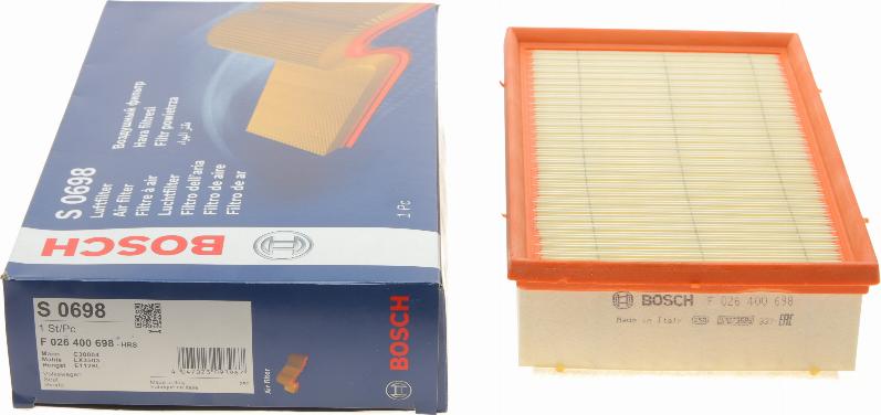 BOSCH F 026 400 698 - Filtro aria www.autoricambit.com