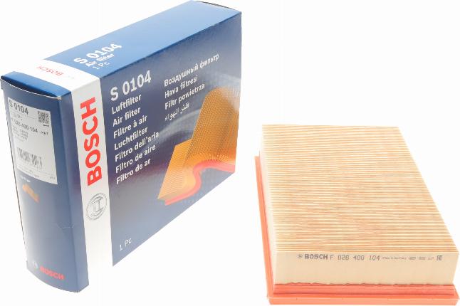 BOSCH F 026 400 104 - Filtro aria www.autoricambit.com