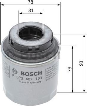 BOSCH F 026 407 183 - Filtro olio www.autoricambit.com