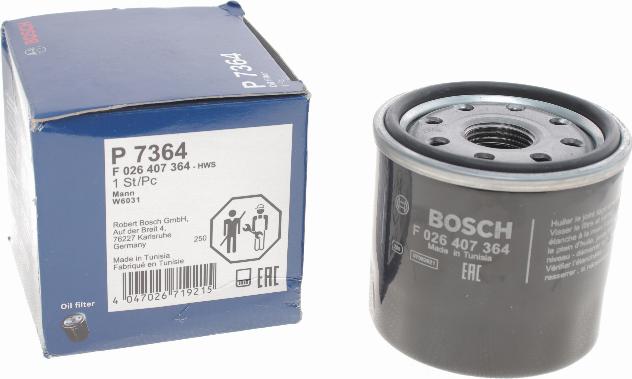 BOSCH F 026 407 364 - Filtro olio www.autoricambit.com